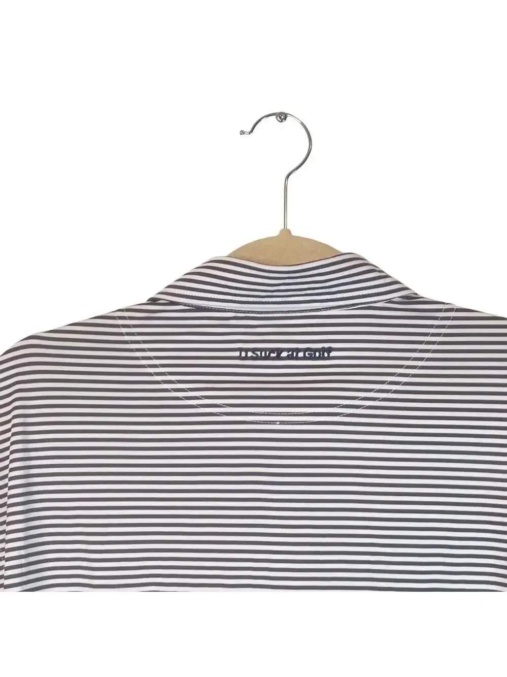 U Suck At Golf Polo Shirt Mens size XL Blue Striped Short Sleeve Preppy Office